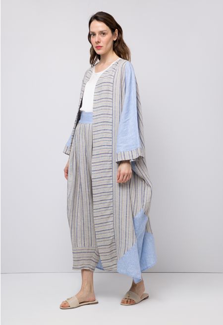 Striped Oversized Open Abaya