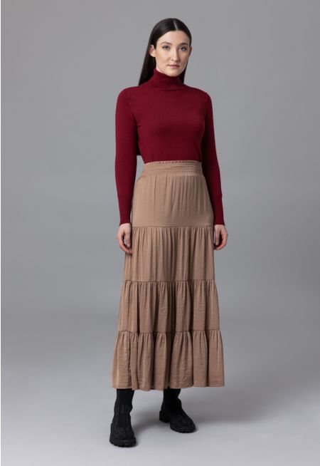 Tiered Elasticated Waist Maxi Skirt