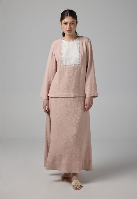 Solid Crinkled Flared Skirt