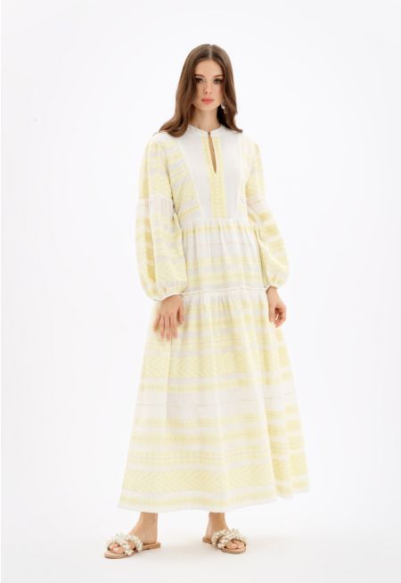 Multi Tiered Maxi Jacquard Dress -Sale