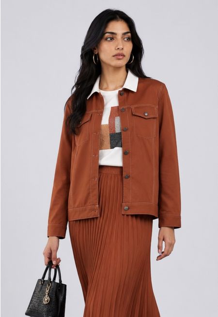 Front Flap Pocket Contrast Jacket 