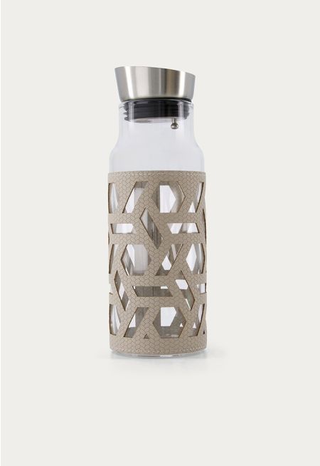 Leather Embellished Glass Jug 