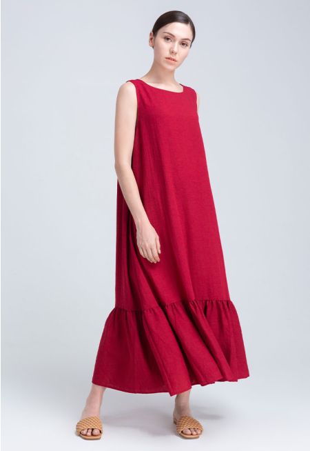Tiered Hem Sleeveless Midi Dress -Sale