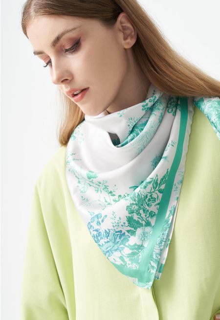 Printed Floral Square Scarf