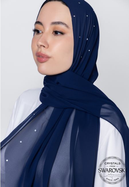 Swarovski Crystal Embellished Chiffon Hijab