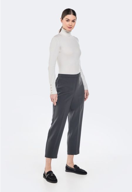 Solid Elasticated Waist Trousers