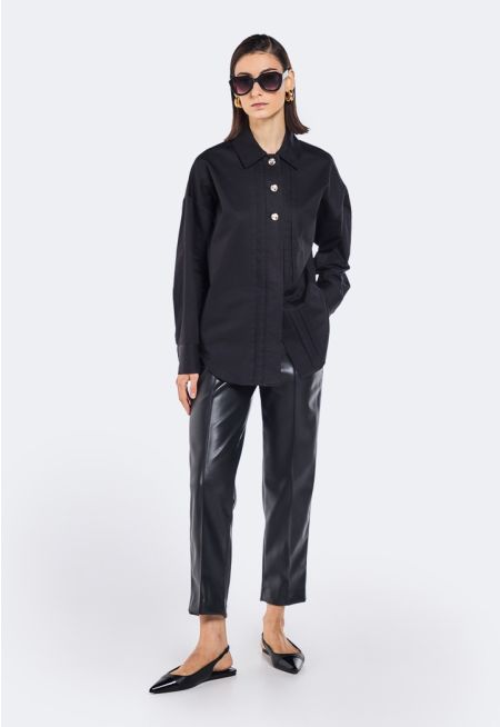 High Waist PU Leather Trousers