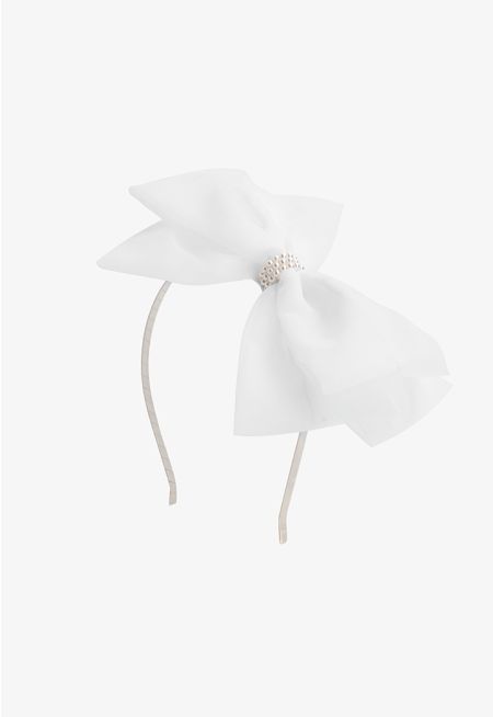 Crystal Ribbon Mesh Bow Headband