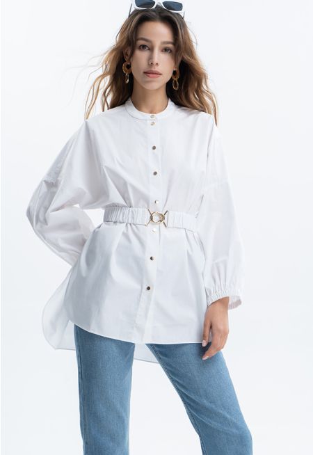 Solid Shirt With Snap Buttons -Sale