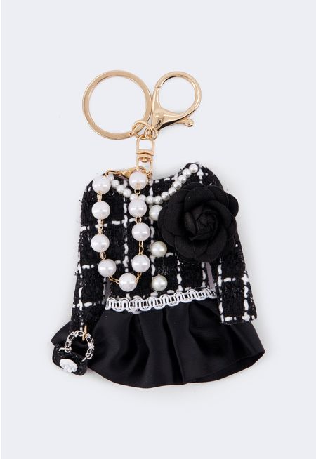 Tweed-Style Dress Bag Charm