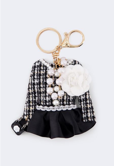 Tweed-Style Dress Bag Charm