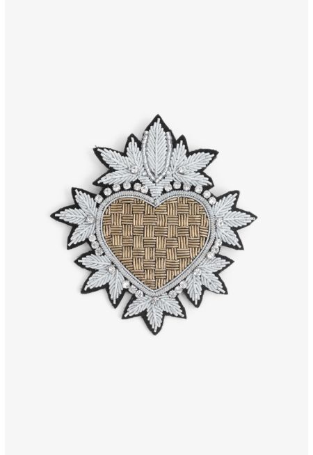 Crystal Embellished Heart Brooch