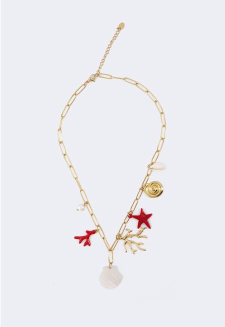 Metallic Resin Charms Necklace
