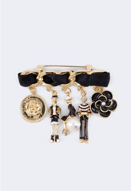 Gold-Tone Charm Brooch