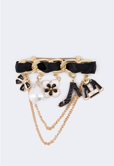 Gold-Tone Charm Brooch