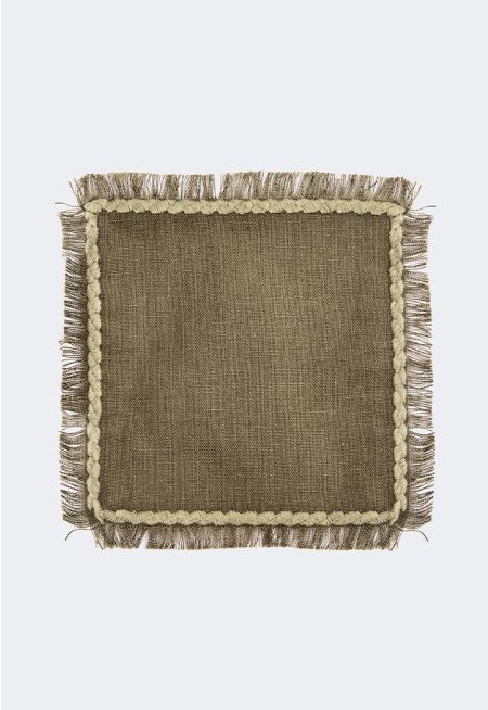 Fringed Linen Coaster Set (6 PCS)