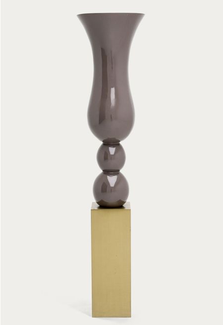 Tall Fluted Vase With Pillar Base