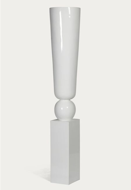 White Champagne Vase On Display Pillar