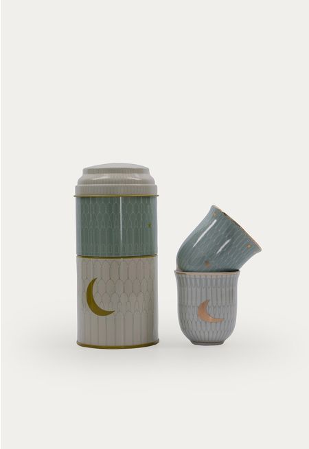 Porcelain Tin Box With Espresso Cup 2 Pcs