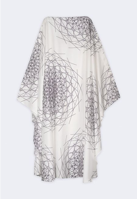 Printed Cape Maxi Dress