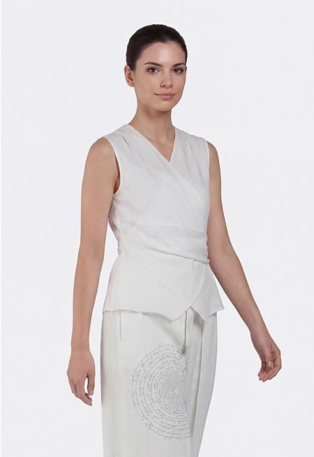 Sleeveless Wrap Linen Top