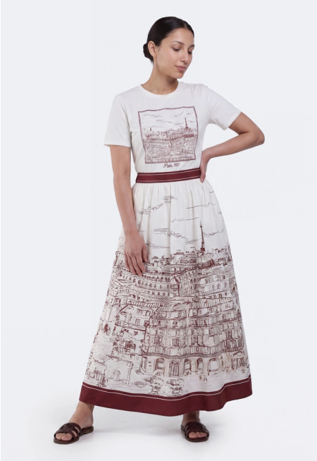 City Print Flared Skirt