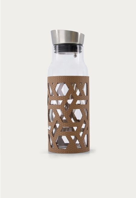 Leather Embellished Glass Jug 