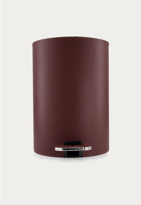 Stainless Steel Trash Bin With Leather Details