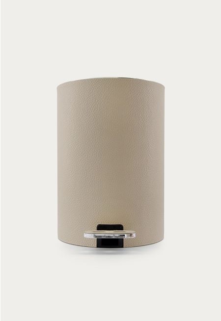 Stainless Steel Trash Bin With Leather Details