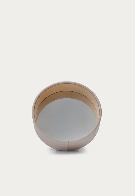 Round Mirror With Wooden Stand Leather