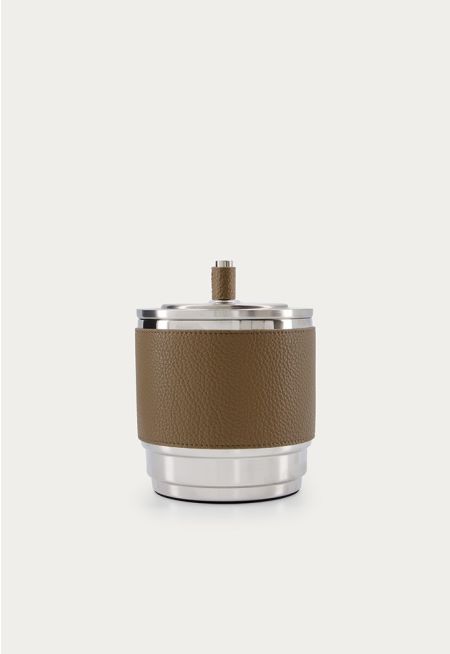 Leather Embellished Ice Bucket With Lid