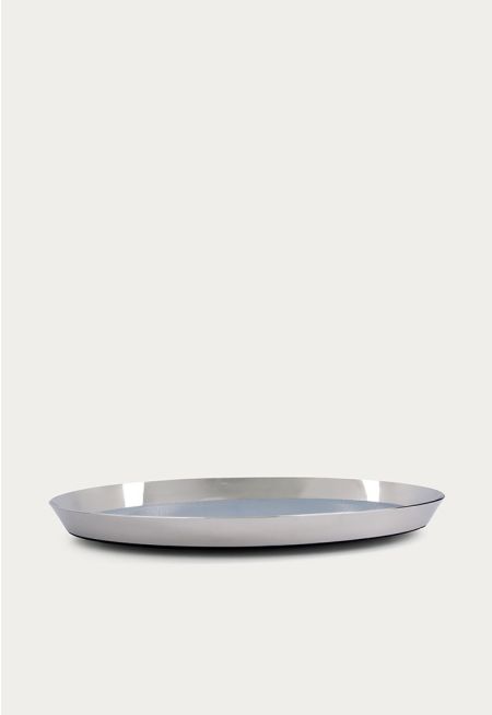 Leather Embellished Round Tray 