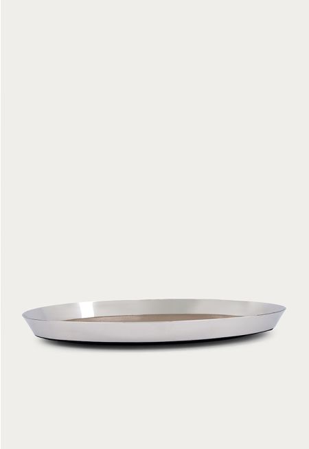 Leather Embellished Round Tray 
