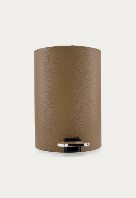 Stainless Steel Trash Bin With Leather Details