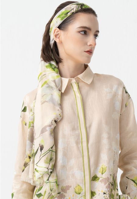 Floral Printed Tassel Scarf