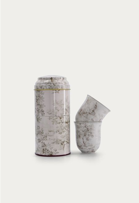 Tin Box With Espresso Cup 90 ml  (2 Pcs)