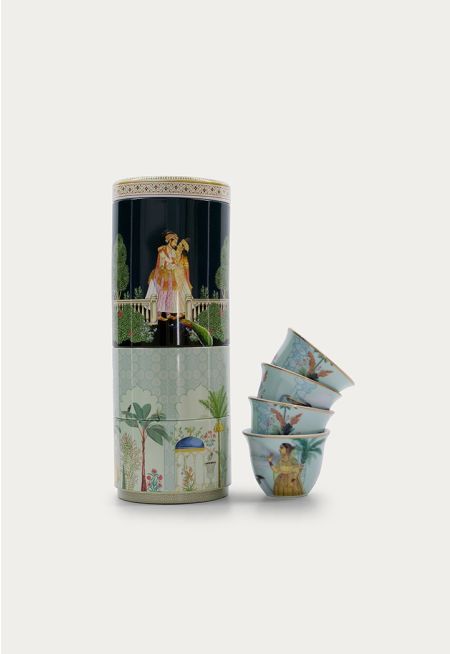 Tin Box With Arabic Coffee Cup (4 Pcs)