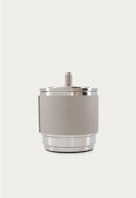 Leather Embellished Ice Bucket With Lid 