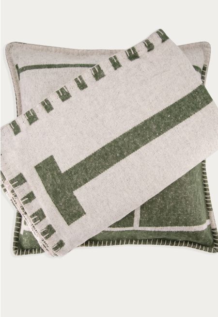 Yarn-Dyed Blanket & Cushion Cover with Blanket Stitch