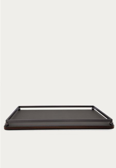 Metal Tray With Leather Details