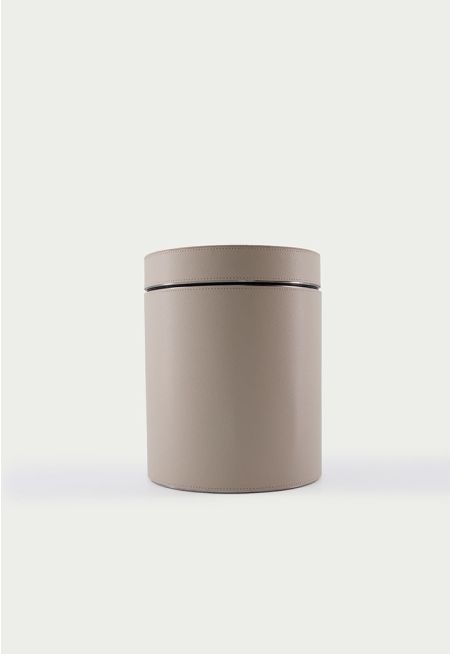 Stainless Steel Trash Bin With Leather Cover 23 * 28 Cm