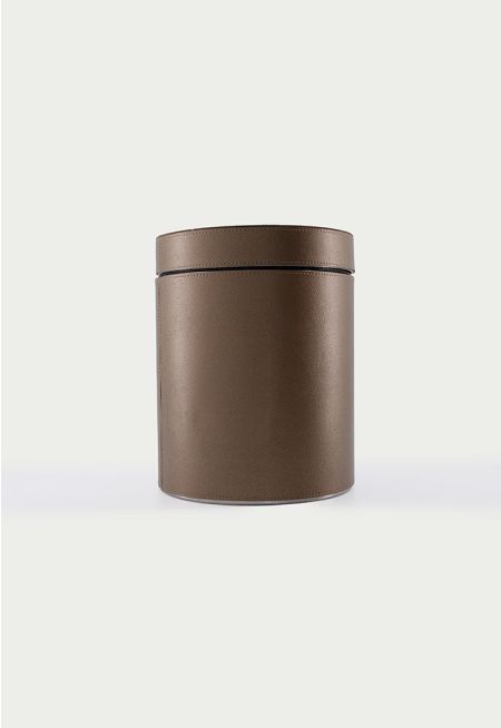 Stainless Steel Trash Bin With Leather Cover 23 * 28 Cm
