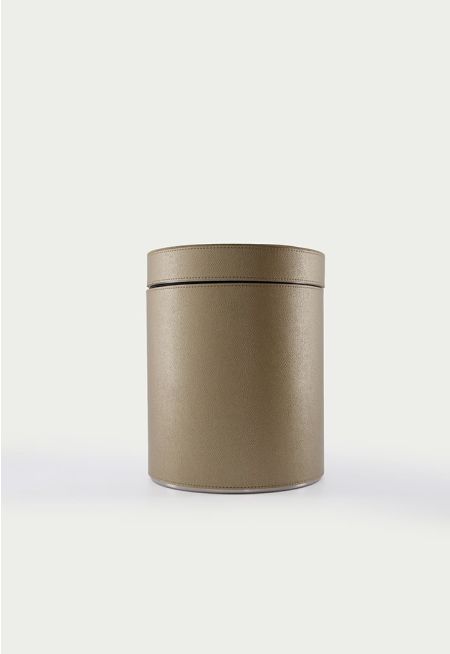 Stainless Steel Trash Bin With Leather Cover 23 * 28 Cm