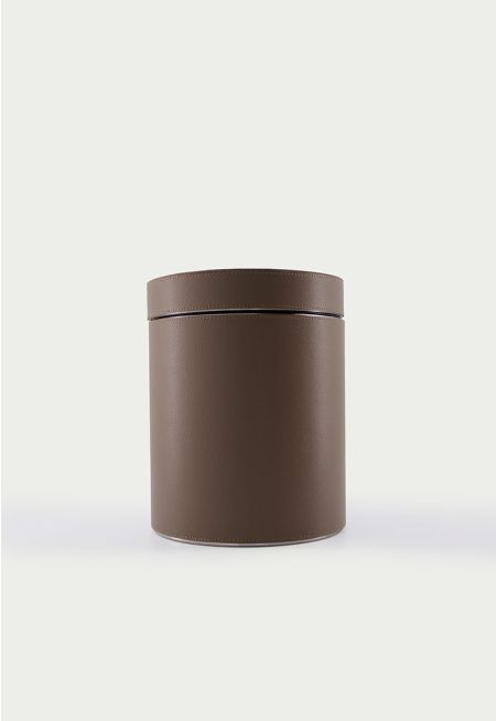Stainless Steel Trash Bin With Leather Cover 23 * 28 Cm