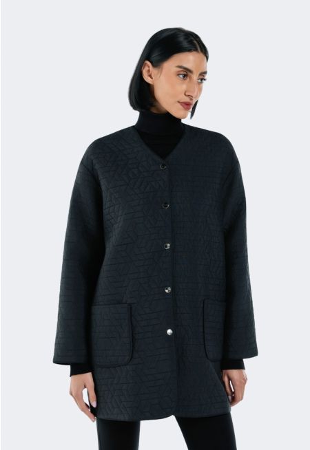 V-Neck Quilted Jacket