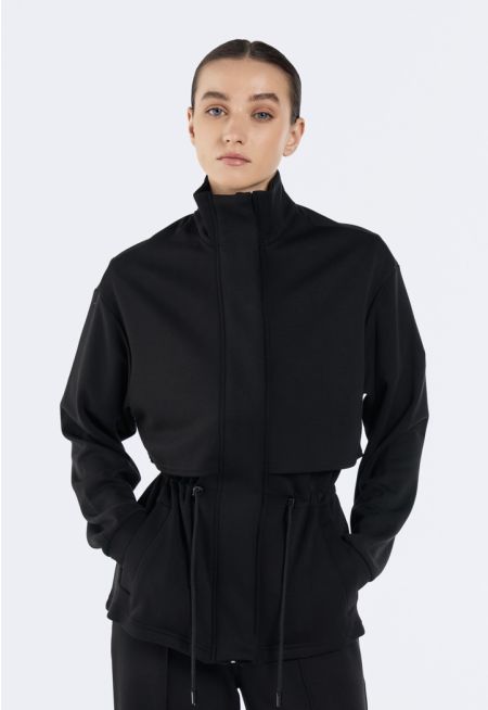 Solid Drawstring-Waist Jacket