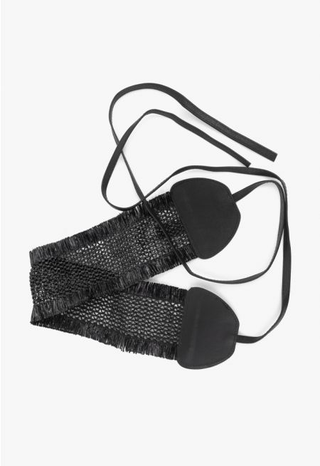 Woven High Waist Tie Belt