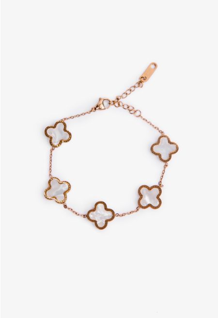 Timeless Floral 5 Motif Emblem Bracelet