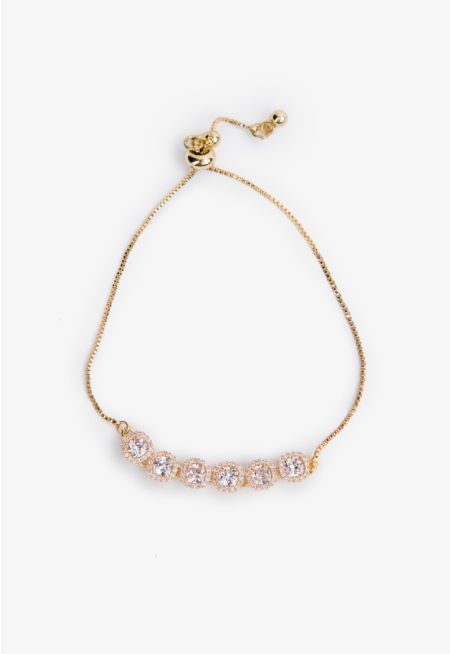 Adjustable Embellished 6 Stones Crystal Bracelet