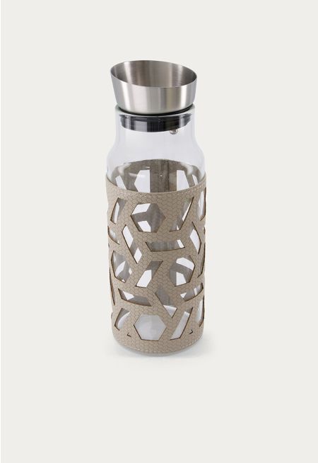 Leather Embellished Glass Jug 